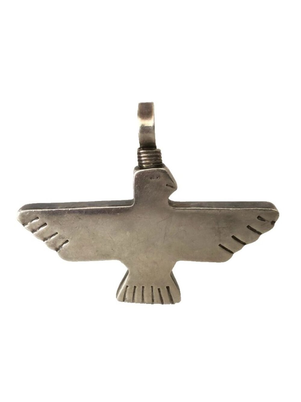 Mexican Artisan Sun Bird Cuauhtli Thunderbird Eagle Sterling Silver 925 Pendant